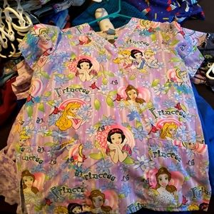 Licensed Disney Princess Scrub Top M